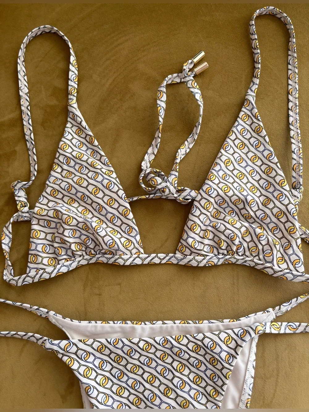 Monday Swimwear Chain Geo Bikini Set Size S Top/M Bottom Luxury Designer